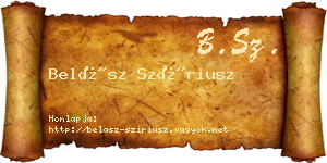 Belász Szíriusz névjegykártya